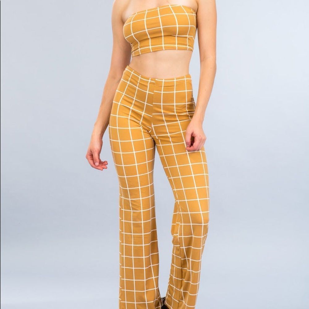 Windowpane Print Tubetop 2 Piece Set